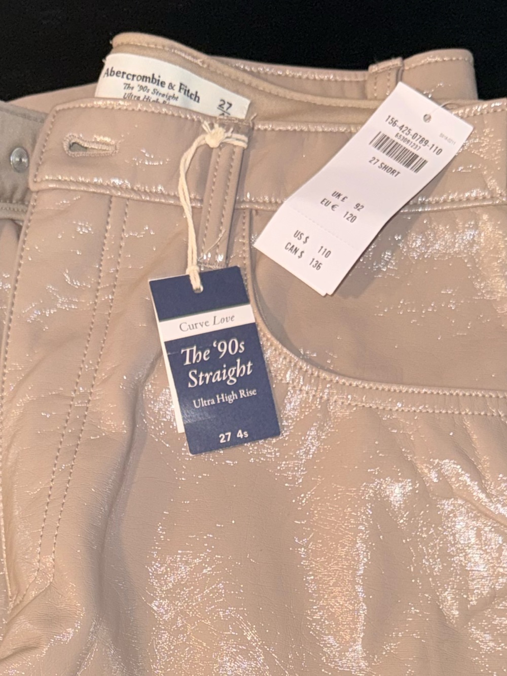 High-Rise Straight Leg Vegan Leather Pants - Taupe - Picture 4 of 4